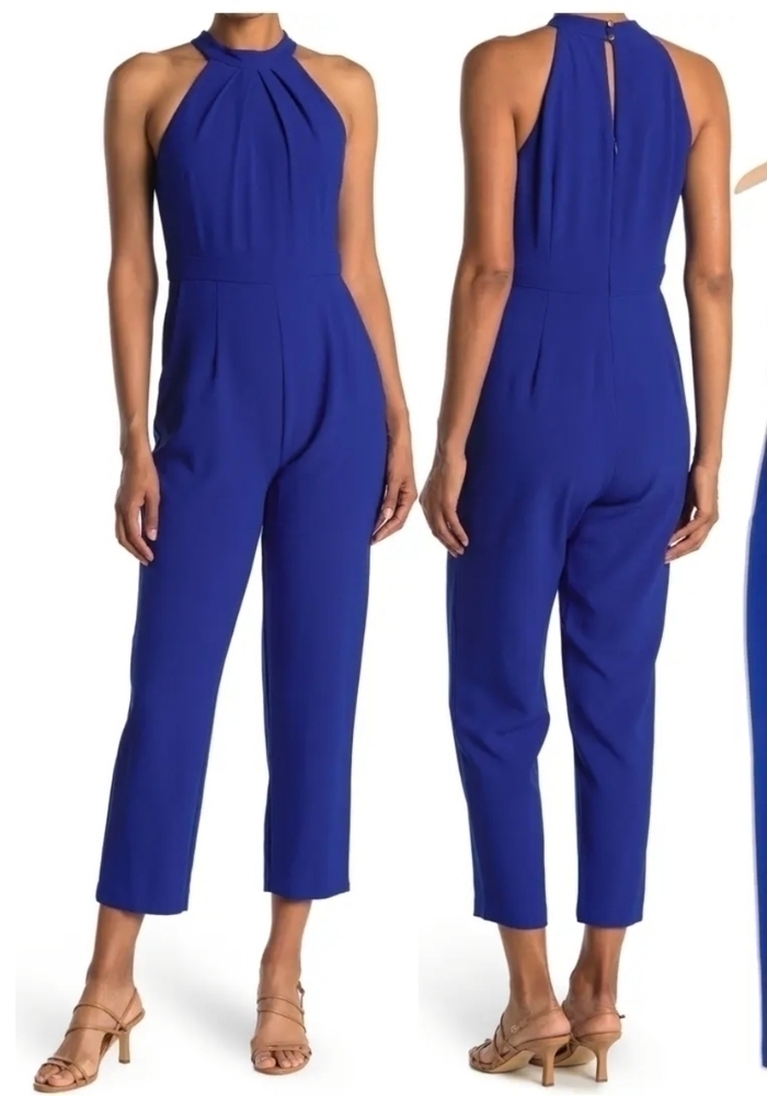 𝅺Julia Jordan Women's Cobalt Crepe Petite Jumpsuit